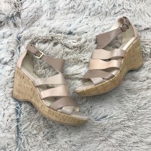 Nine West Beige Cork Wedges High Heels